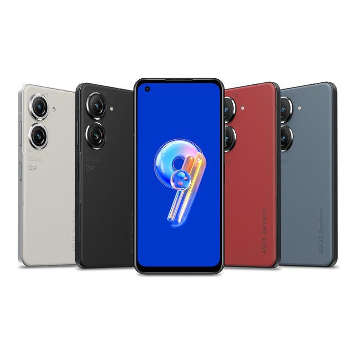 De vier kleuren van de ASUS ZenFone 9. De rode en blauwe uitvoeringen zijn pas vanaf eind augustus te koop.