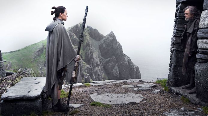 Een 'Star Wars'-scene op de berg Skellig Michael.