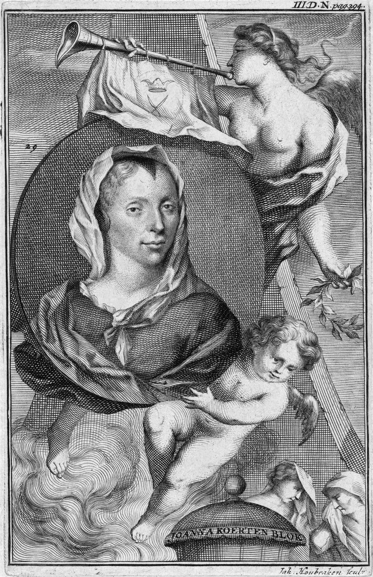  Johanna Koerten, portret door Jacob Houbraken, ca. 1721.  Beeld Rijksmuseum Amsterdam