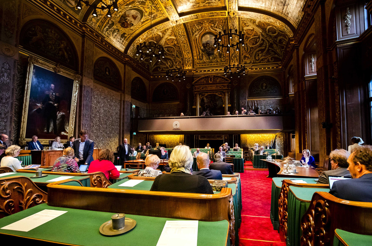 De vergaderzaal van de Eerste Kamer in Den Haag.  Beeld ANP