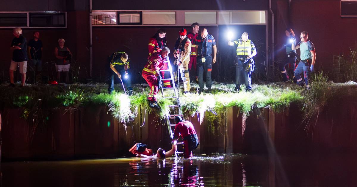Vrouw duikt achter hond aan het Winschoterdiep in bij Zuidbroek, brandweer brengt redding