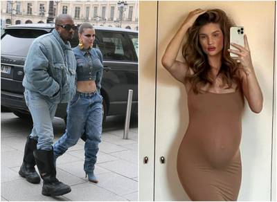 CELEB 24/7. Matching outfits voor Kanye West en zijn nieuwe vlam Julia Fox & Rosie Huntington-Whiteley pronkt met haar zwangere buik
