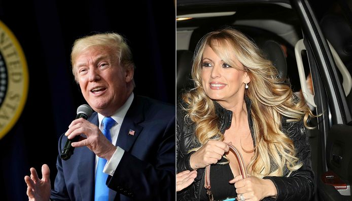 President Trump en rechts pornoactrice Stormy Daniels.