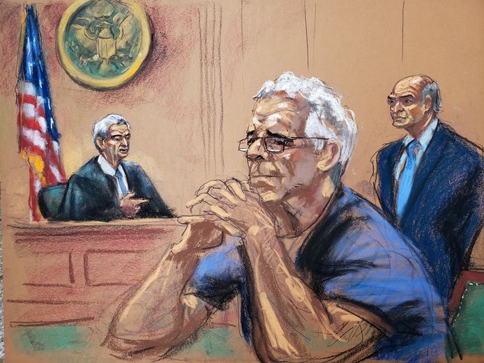Epstein in de rechtbank.