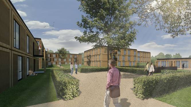 Achter de Collse Hoeve in Nuenen krijgen 574 arbeidsmigranten onderdak in een ‘flexôtel’