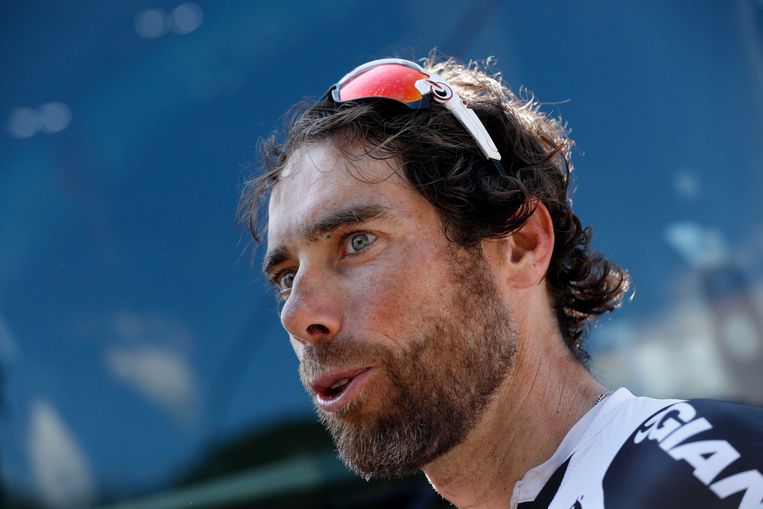 Laurens ten Dam na de finish tijdens de zestiende etappe van de Tour de France tussen Carcassonne en Bagneres-de-Luchon. Beeld ANP