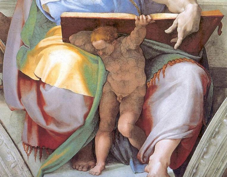 Michelangelo, Sixtijnse Kapel, detail van de profeet Daniël, 1508-12. Beeld Vaticaan