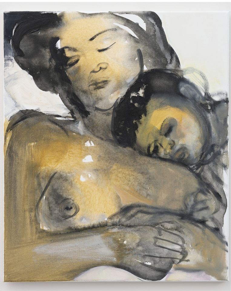 ‘Mijn dochter Helena vindt het leuk en grappig om deel uit te maken van mijn oeuvre. Ze blijft mij inspireren als model en dat levert vaak goed werk op.' (Foto: 'Helena and Eden', olie op canvas, 2020.) Beeld Photographer: Peter Cox / Courtesy Zeno X Gallery, Antwerp