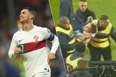 Ronaldo na twee goals belaagd door Bosnische fan op het veld, Portugal scoort vijf keer voor rust