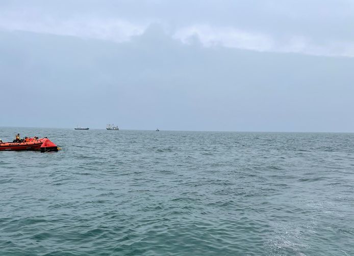 De plek waar de Urker kotter kapseisde in de Noordzee.