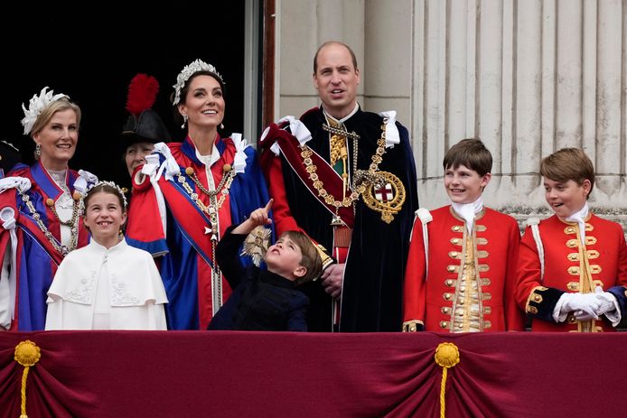 Prince Louis looks around during the balcony scene at Buckingham Palace.