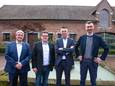 Patrick Decat (voormalig burgemeester Galmaarden), Ludo Persoons (burgemeester Galmaarden), Kris Poelaert (burgemeester Herne) en Simon De Boeck (burgemeester Gooik).