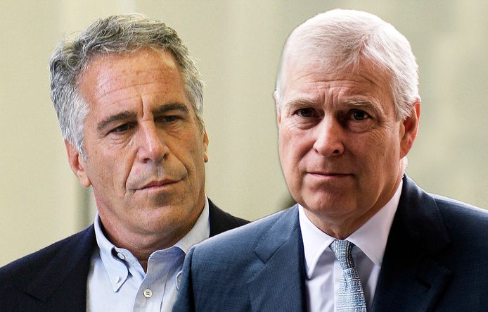 De Britse prins Andrew (rechts) raakt steeds meer verstrikt in het schandaal rond Jeffrey Epstein (links).