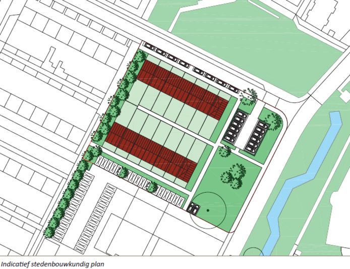 Voorlopige plattegrond van de veertien huurwoningen die in Lage Zwaluwe worden gebouwd.