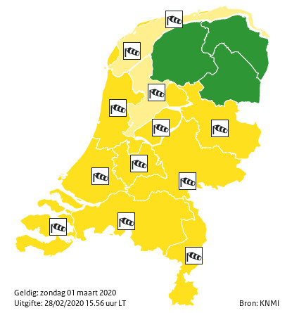 KNMI waarschuwt: zaterdagmiddag code geel in Twente en de ...