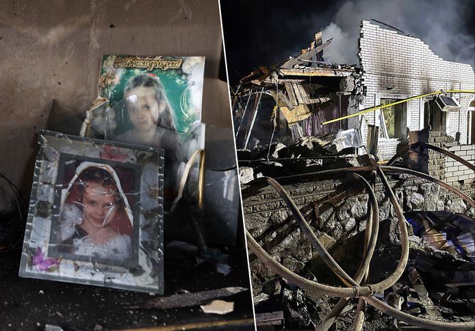 Bij het Russische bombardement op Zaporizja zijn een 50-jarige man en zijn 11-jarige dochter (links) omgekomen.