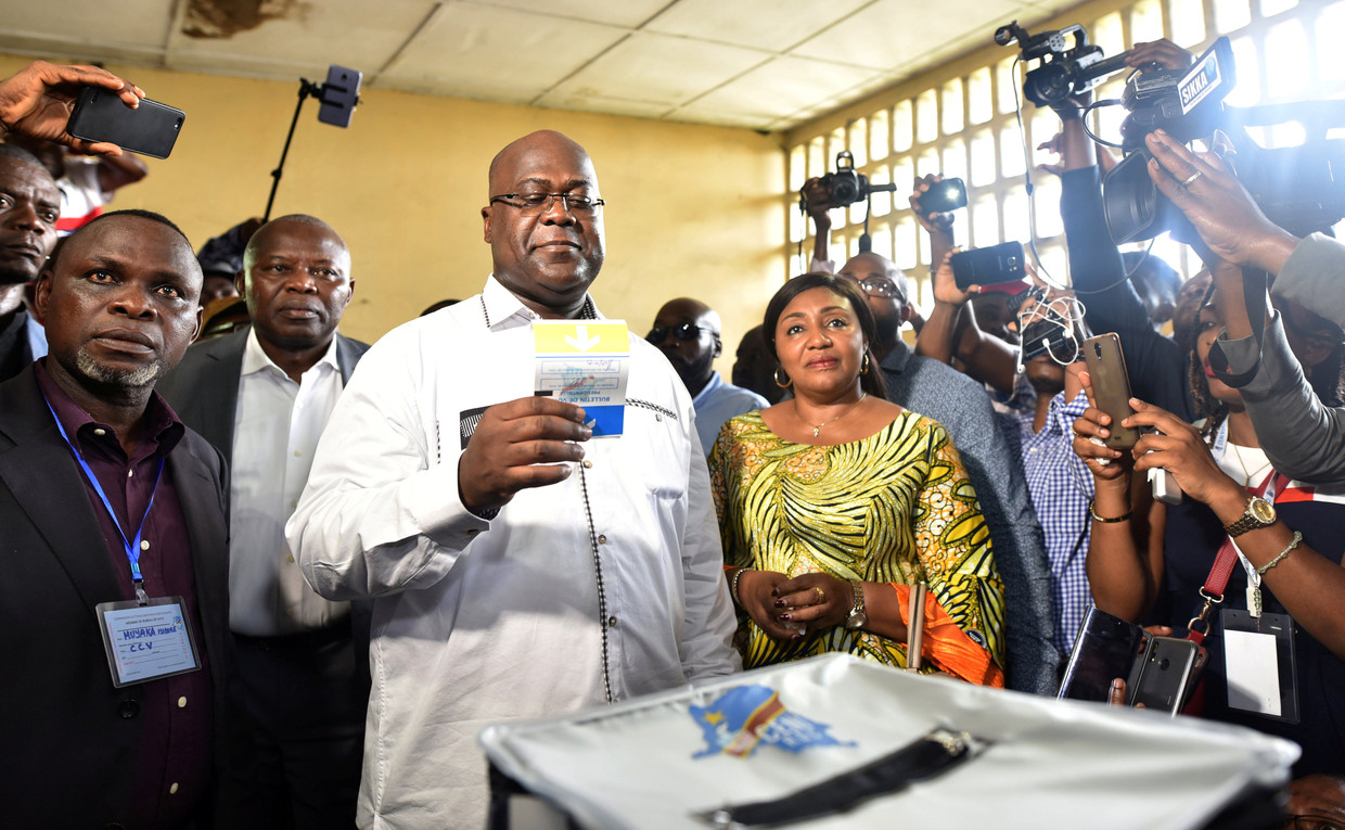 Felix Tshisekedi brengt zijn stem uit in de hoofdstad Kinshasa op 30 december. Beeld REUTERS