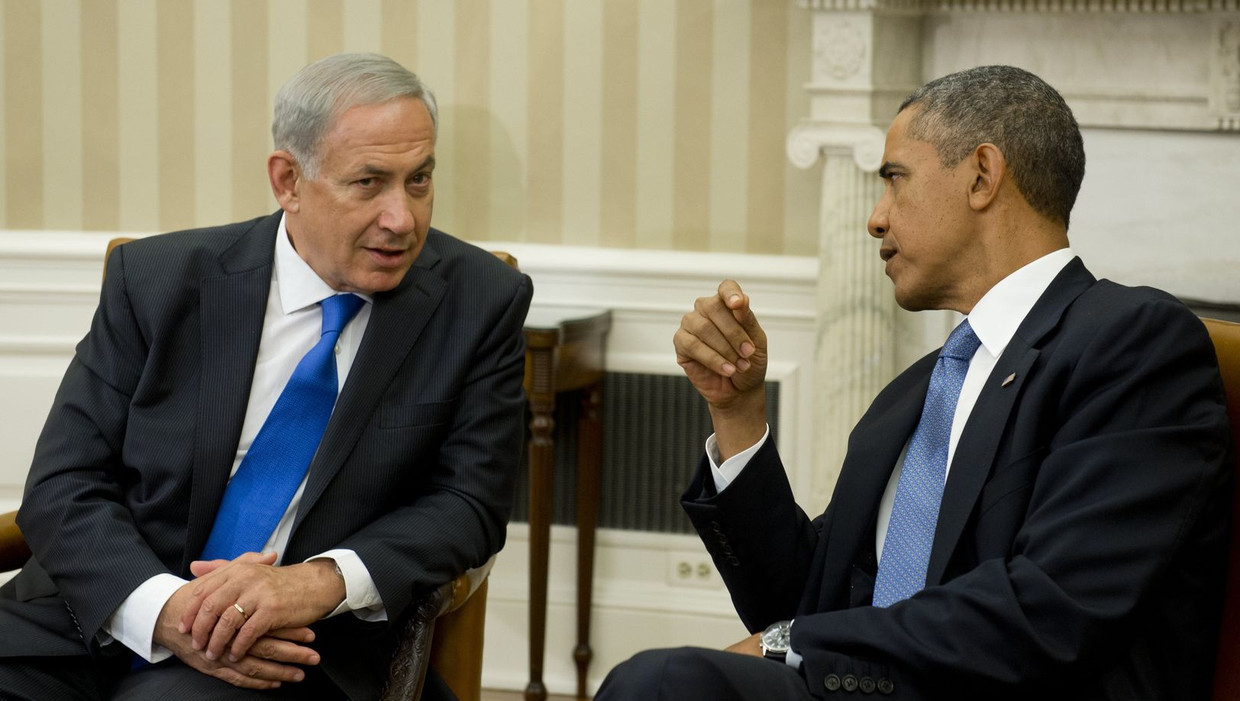 Geboterd heeft het nooit tussen president Barack Obama en zijn Israëlische collega Benjamin Netanjahoe. Beeld afp