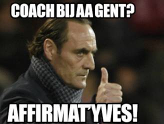 "Coach bij AA Gent? Affirmat'Yves!" en "Zou hij in de lagere school een blauw-witte pennenzak gehad hebben?": zo reageert Twitter