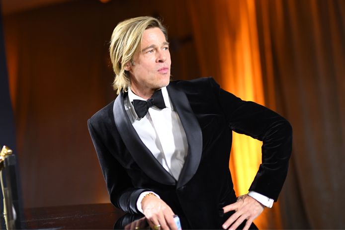 Brad Pitt tijdens de Oscarceremonie