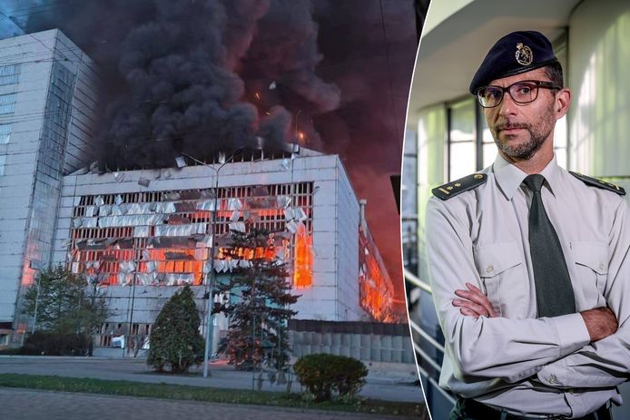 Op X circuleren verschillende beelden van de energiecentrale van Trypilska die volledig werd verwoest bij een Russische raketaanval. / Luitenant-kolonel Tom Simoens, docent aan de Koninklijke Militaire School.