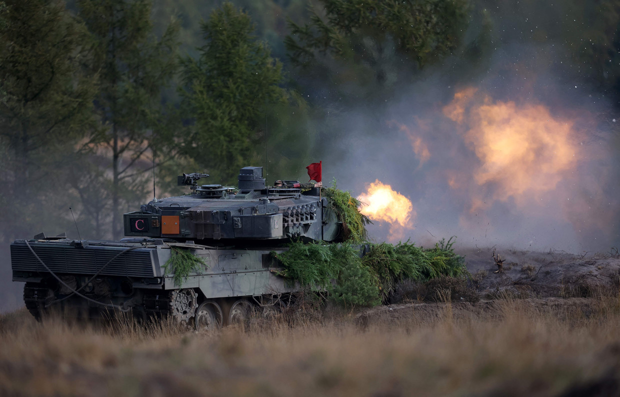 Een Duitse Leopard 2-tank in actie. Beeld AFP
