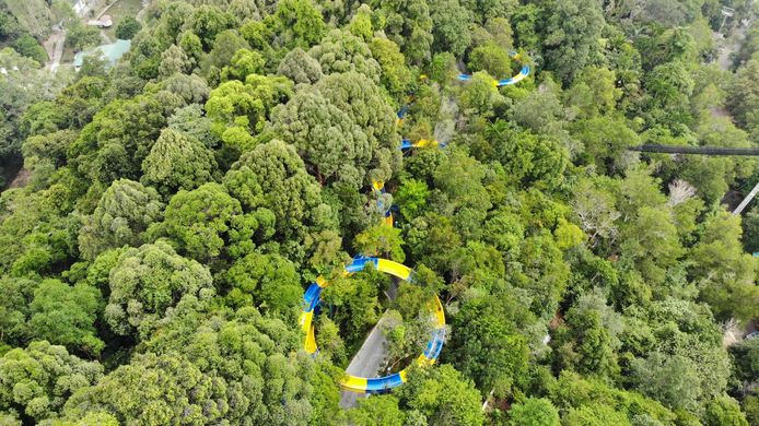 Bezoekers kunnen op het Maleisische eiland Penang genieten van de 1.140 meter lange glijbaan.