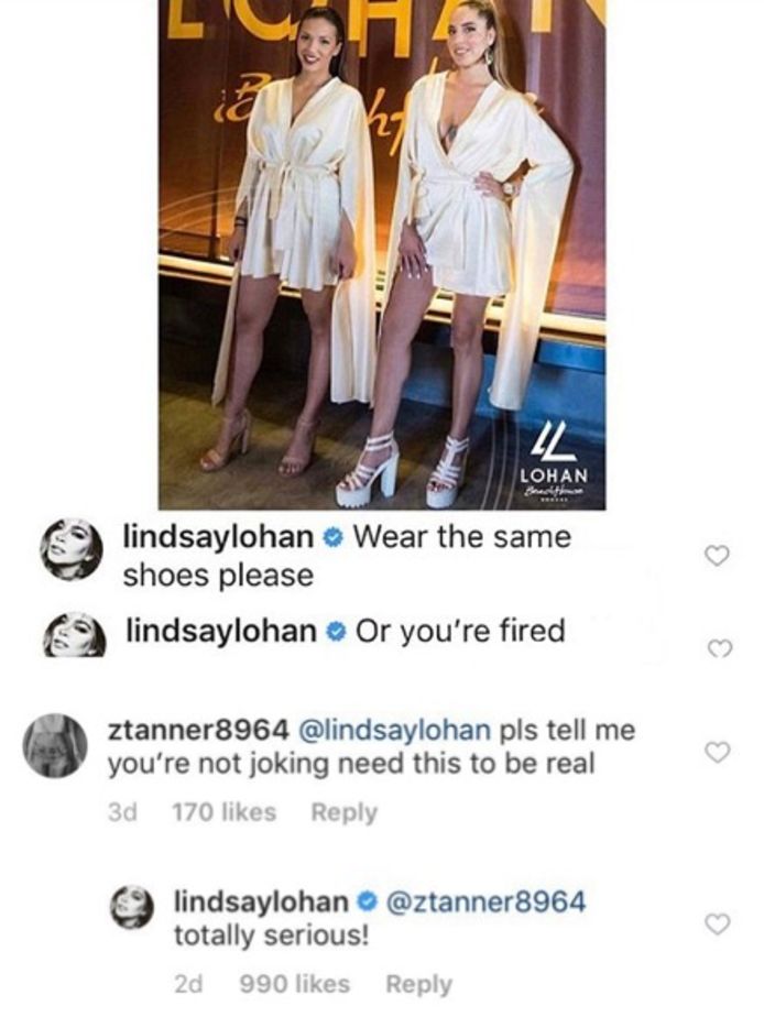 Lindsay Lohan is erg streng voor haar personeel. Dat bewees ze ook al op Instagram.