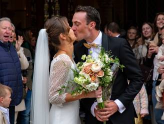 Een stralend koppel: Yves Lampaert en Astrid Demeulemeester stappen in het huwelijksbootje