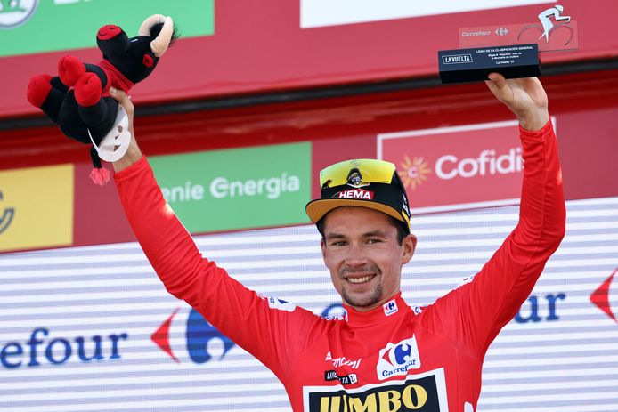 Primoz Roglic in de rode trui.
