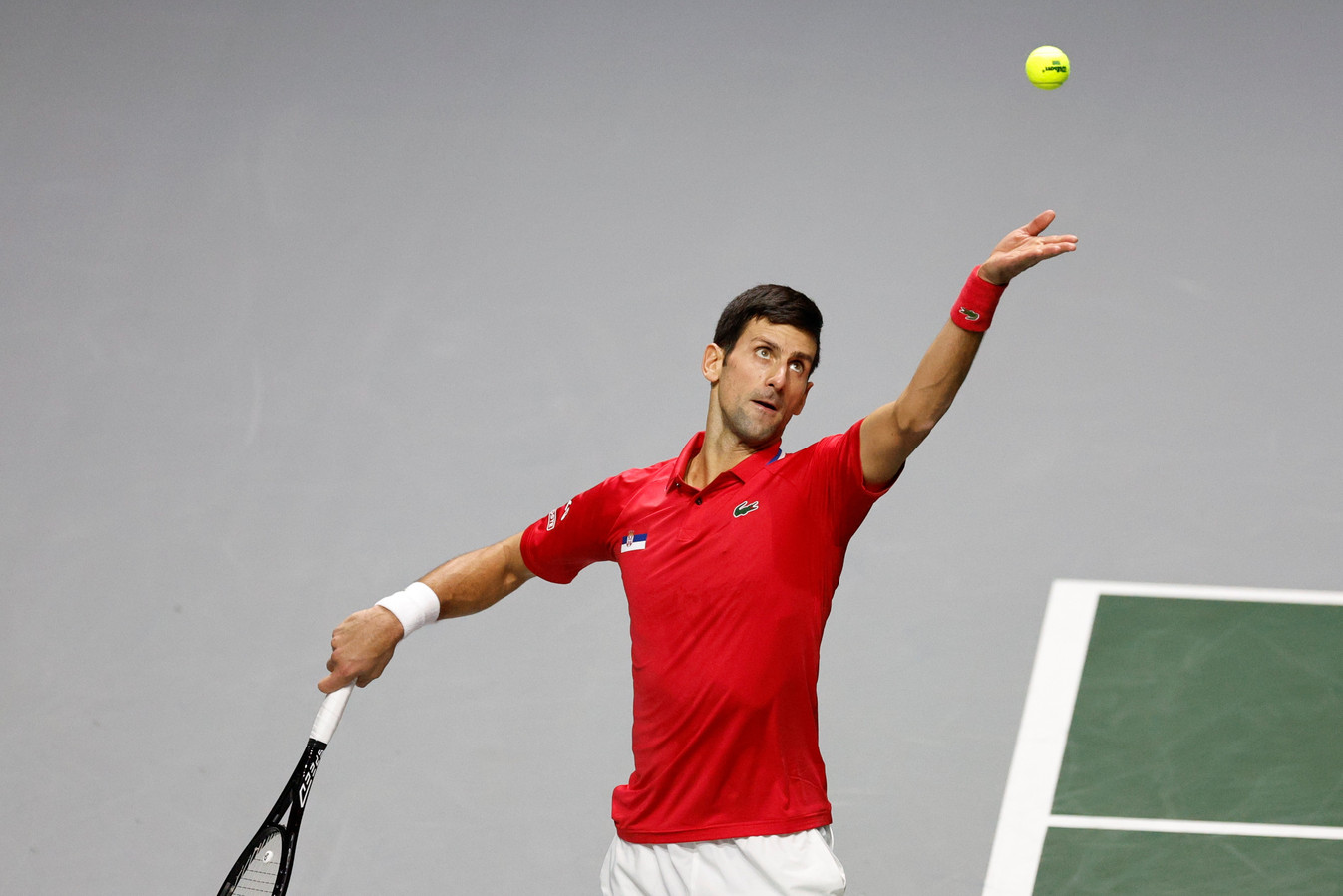Novak Djokovic tijdens de Davis Cup.