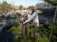 Saskia Hendrickx, de vrijwillige coördinator bij Zorgtuin de Molenenk, aan het werk in de zorgtuin
