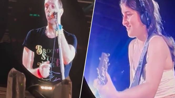 Gillian krijgt gitaar en mag mee optreden met Coldplay in Koning Boudewijnstadion