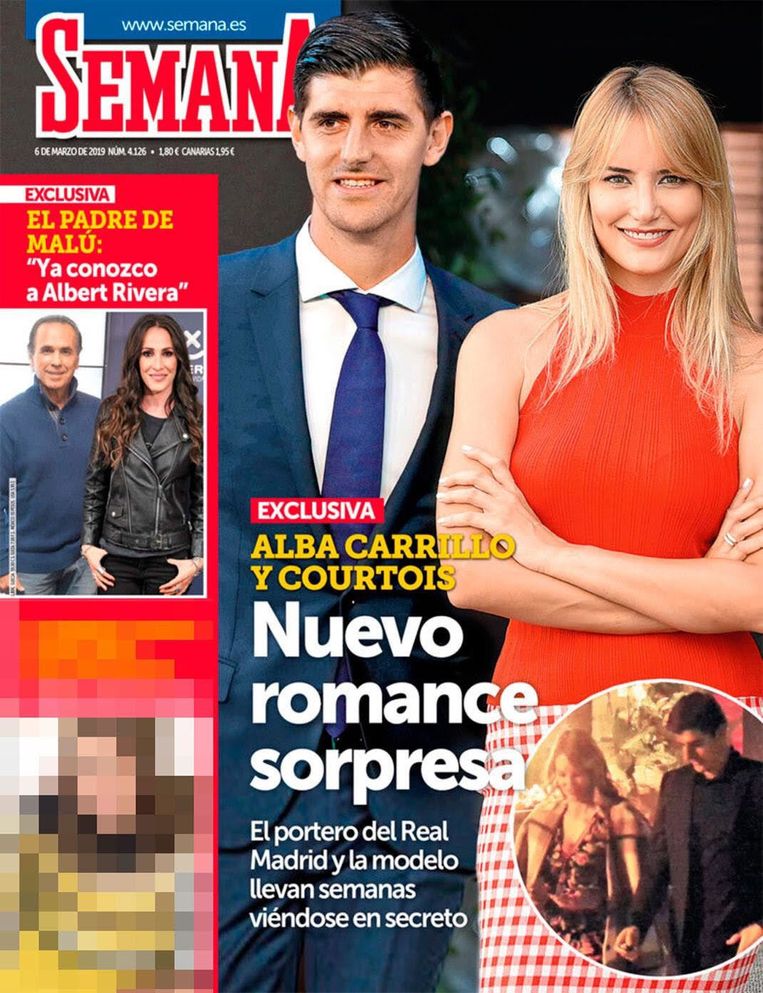 Thibaut Courtois en Alba Carrillo op de cover van Semana. Beeld RV
