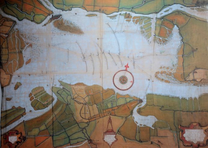 Het Bergsche Veld op een door Pieter Sluyter getekende kaart in 1560.