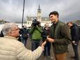 Conner Rousseau op de Grote Markt van Sint-Niklaas tijdens de nationale verkiezingscampagne in april.