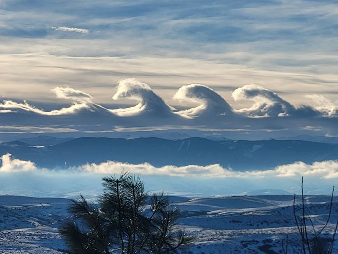 Foto van de Kelvin-Helmholtz wolken.