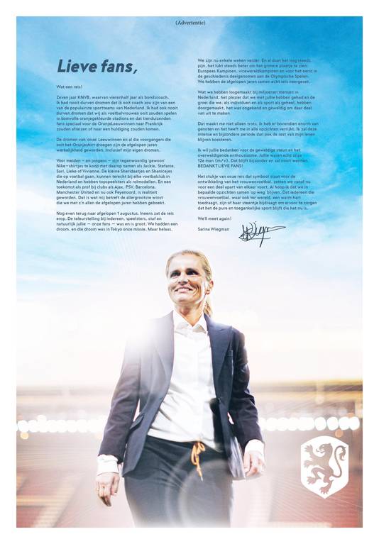 De brief van Sarina Wiegman.