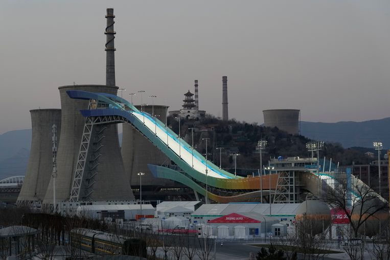 De Big Air Shougang-schans voor het freestyleskiën en snowboarden. Beeld AP