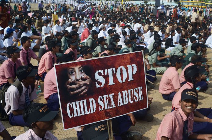 Protesteren tegen seksueel misbruik van kinderen in India.
