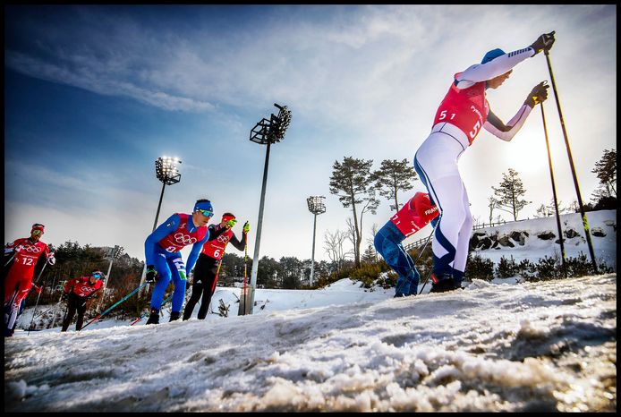 Onder een stralende zon werd vandaag in het Alpensia Cross Country Park de 4 x 10 km relay gehouden.