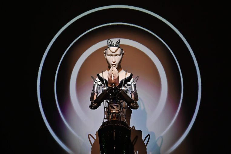 Robot Mindar in de Kodaiji tempel in Kyoto. Beeld AFP