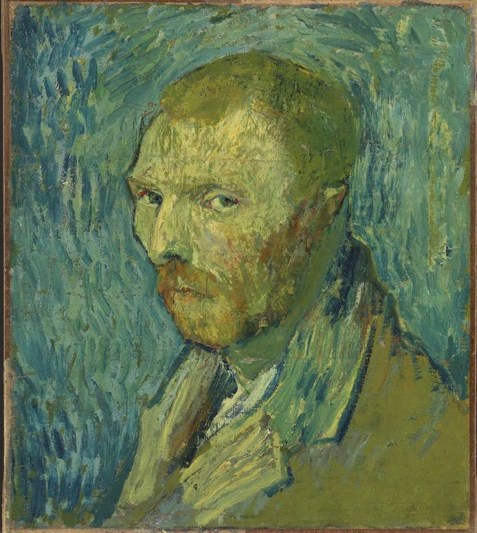 Om dit zelfportret gaat het. Vincent van Gogh schilderde het eind augustus 1889, zo'n elf maanden voor zijn dood.