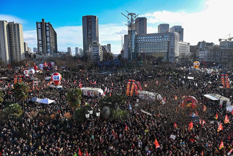 Demonstranten in Parijs op 31 januari 2023.  Beeld AFP