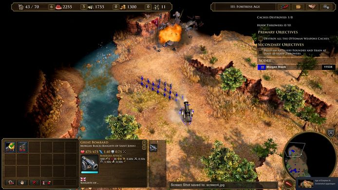 Screenshot uit Age of Empires III: Definitive Edition. Wauw: als er iets ontploft in Age of Empires III, dan ontploft het goed!