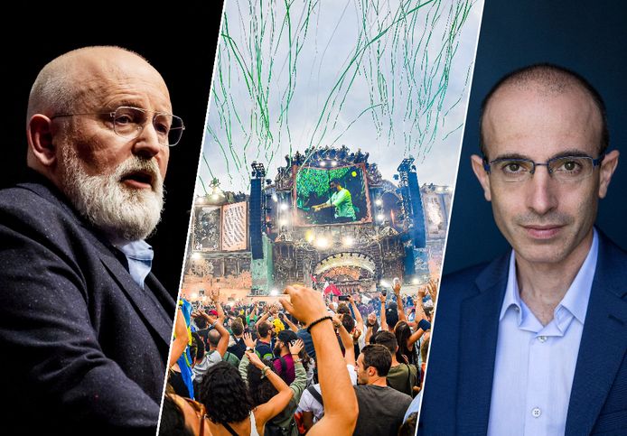 Europees commissaris Frans Timmermans (links), Tommorowland (midden) en schrijver Yuval Noah Harari (rechts)