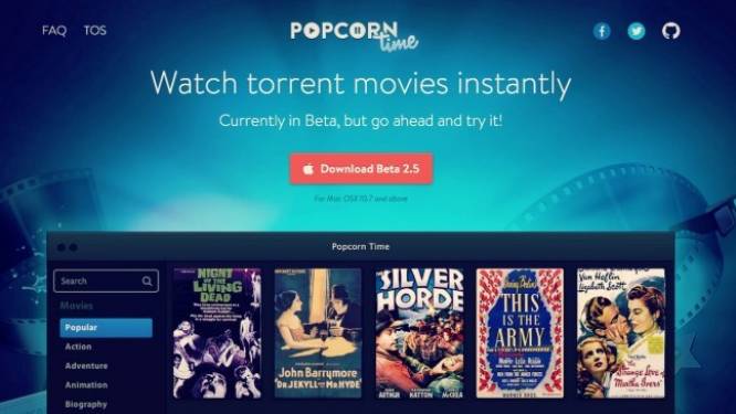 Illegale film- en tv-app Popcorn Time offline gehaald