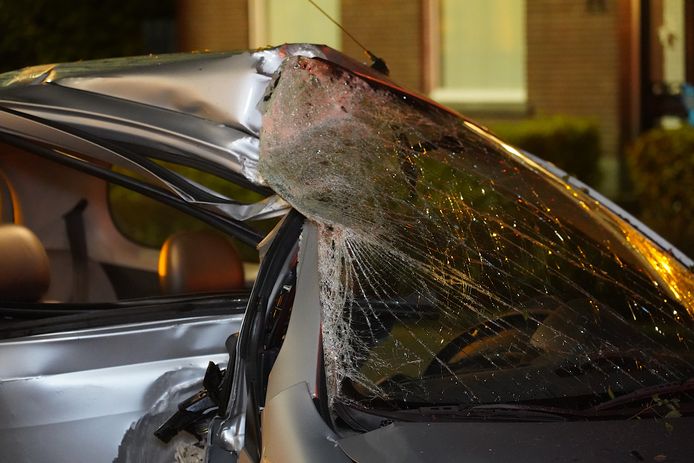 Een automobilist botste tegen een lantaarnpaal in Rijen.