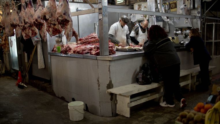 Vlees op een markt in Buenos Aires, Argentinië. Beeld ap