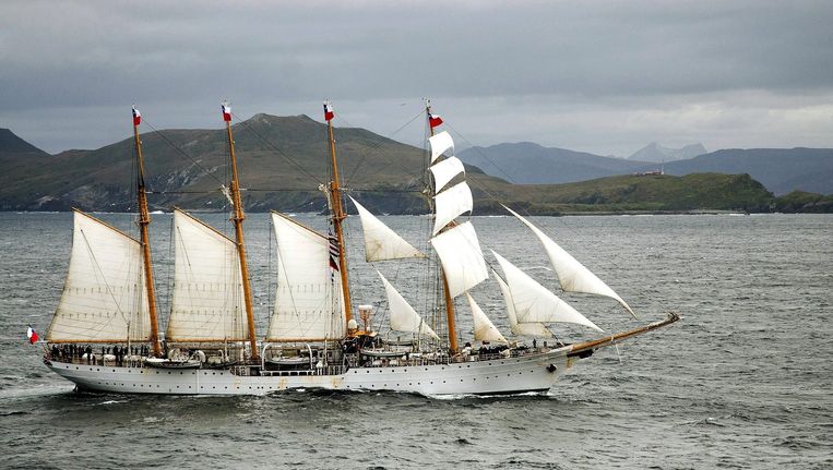 Het Chileense schip, de Esmeralda. Beeld epa
